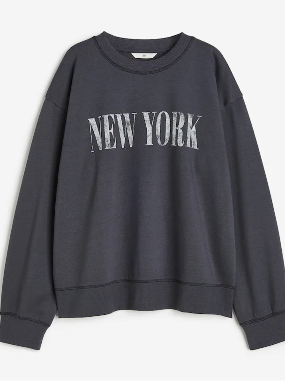 H&M Charcoal Crewneck Sweatshirt with 'New York' Graphic XXL